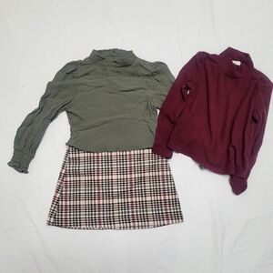 Giani Bini Plaid Mini Skirt With Two Blouses,  Size 2T